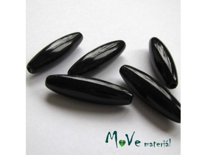 Korálky plast olivka 10x30mm, černá, 5ks