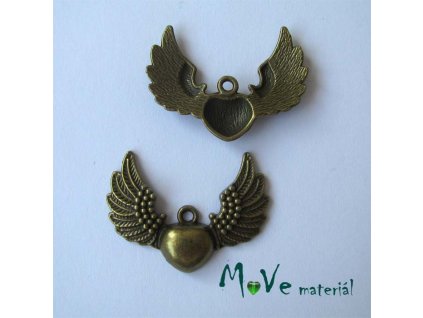 Přívěsek KŘÍDLA, 1ks, mosaz