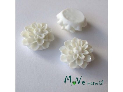Kabošon květ lesklý A7 - resin - 2ks, bílý