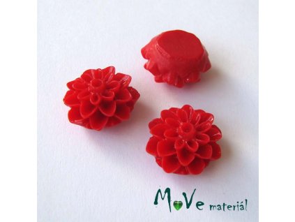 Kabošon květ lesklý A7 - resin - 2ks, červený