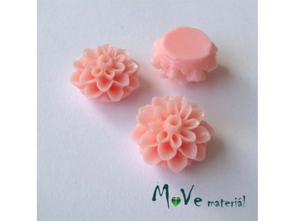 Kabošon květ lesklý A7 - resin - 2ks, světlý losos
