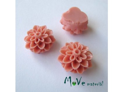 Kabošon květ lesklý A7 - resin - 2ks, starorůžový