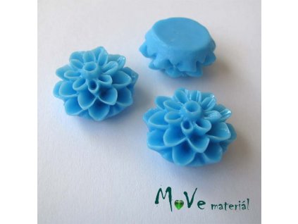 Kabošon květ lesklý A7 - resin - 2ks, sv. modrý