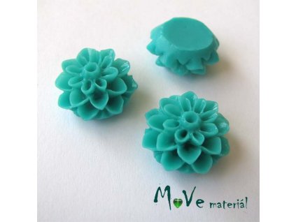 Kabošon květ lesklý A7 - resin - 2ks, brčálový