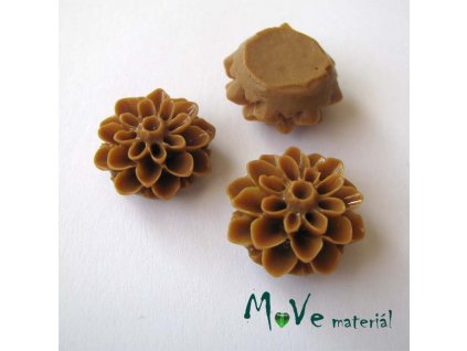 Kabošon květ lesklý A7 - resin - 2ks, světle hnědý