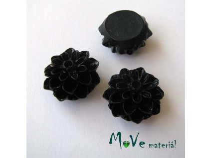 Kabošon květ lesklý A7 - resin - 2ks, černý
