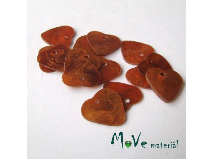 Perleťové penízky srdíčka 13mm, 6ks, sv. hnědé