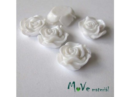 Kabošon květ lesklý A3 - resin - 2ks, bílý