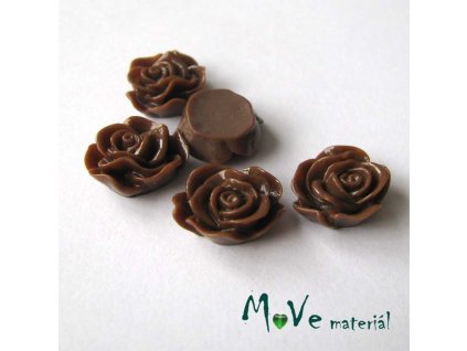 Kabošon květ lesklý A3 - resin - 2ks, tmavě hnědý