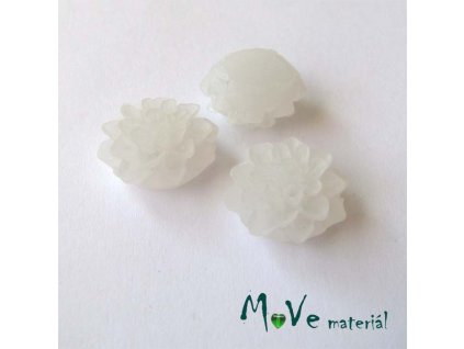 Kabošon květ transparentní A6 - resin - 2ks, bílý