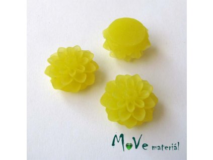 Kabošon květ transparentní A6 - resin - 2ks, tmavě žlutý