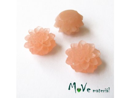 Kabošon květ transparentní A6 - resin - 2ks, tmavý losos