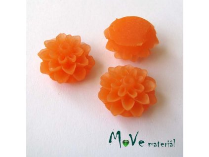 Kabošon květ transparentní A6 - resin - 2ks, oranžový