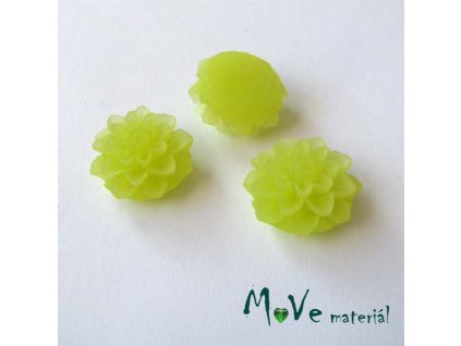 Kabošon květ transparentní A6 - resin - 2ks, žlutozelený