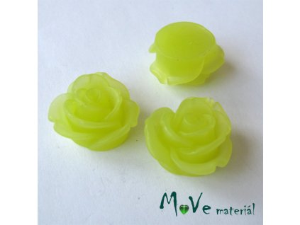 Kabošon květ průsvitný A2 - resin - 2ks, žlutozelená