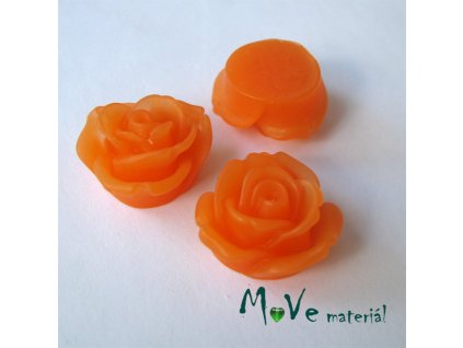 Kabošon květ průsvitný A2 - resin - 2ks, oranžový