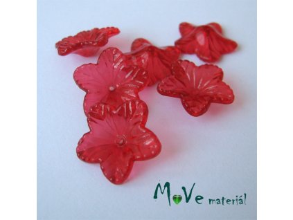 Akrylový květ 18mm, 6ks, červený
