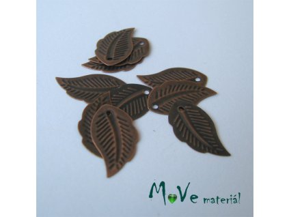 Přívěsek LÍSTEČEK 18x9,5mm, 10ks, staroměď
