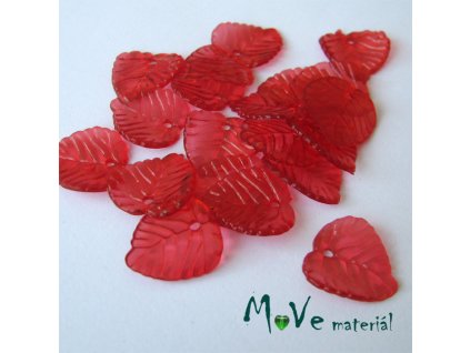 Akrylové transparentní lístečky, 20ks, červené