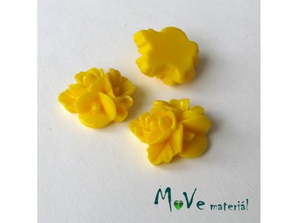 Kabošon květy lesklý A8 - resin - 2ks, žlutý