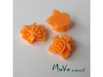 Kabošon květy lesklý A8 - resin - 2ks, světle oranžový
