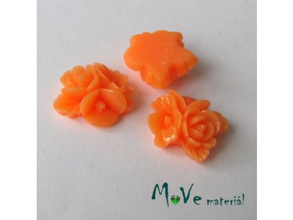 Kabošon květy lesklý A8 - resin - 2ks, oranžový