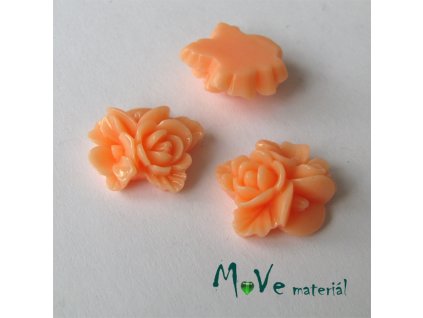 Kabošon květy lesklý A8 - resin - 2ks,lososový