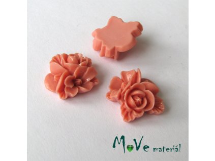 Kabošon květy lesklý A8 - resin - 2ks, starorůžový