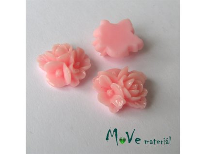 Kabošon květy lesklý A8 - resin - 2ks, světle růžový