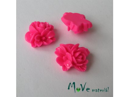 Kabošon květy lesklý A8 - resin - 2ks, tmavě růžový