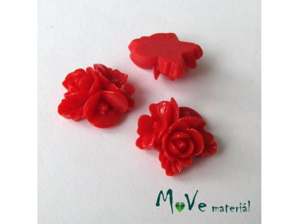 Kabošon květy lesklý A8 - resin - 2ks,červený