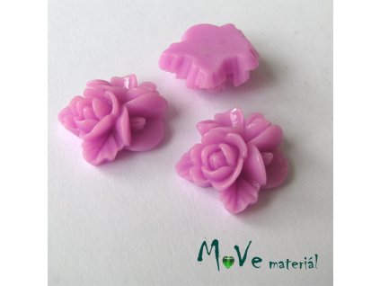 Kabošon květy lesklý A8 - resin - 2ks, růžovofialový