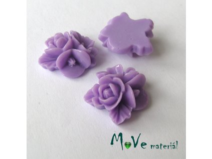 Kabošon květy lesklý A8 - resin - 2ks, fialový