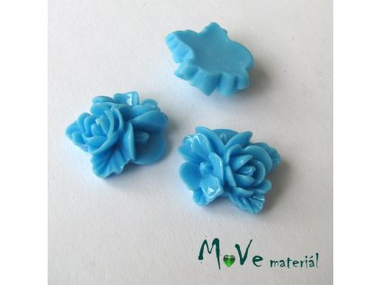 Kabošon květy lesklý A8 - resin - 2ks, tyrkysový