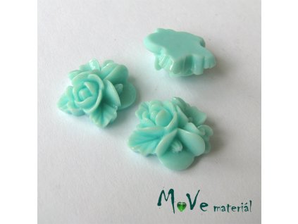 Kabošon květy lesklý A8 - resin - 2ks, mátový