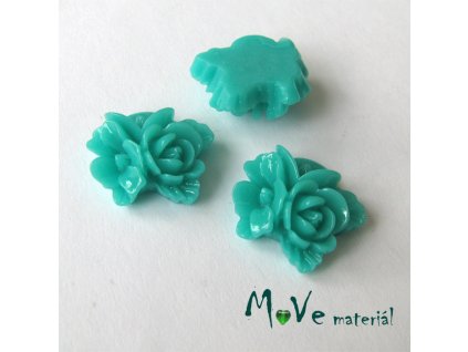 Kabošon květy lesklý A8 - resin - 2ks, brčálový