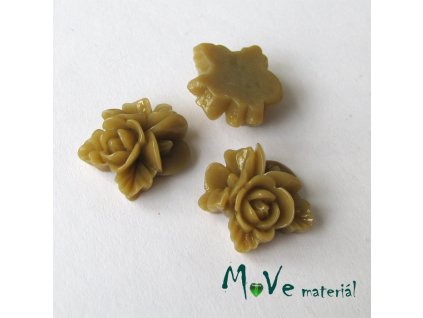 Kabošon květy lesklý A8 - resin - 2ks, hnědý