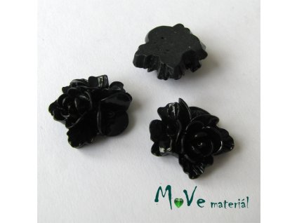 Kabošon květy lesklý A8 - resin - 2ks, černý