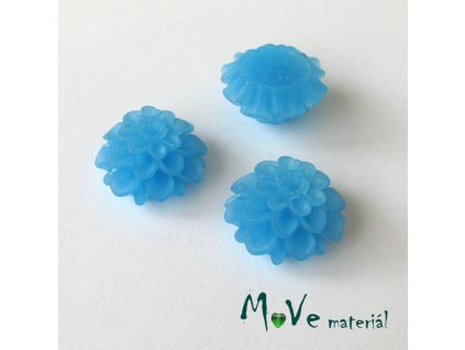 Kabošon květ transparentní A5 - resin -2ks, středně modrý