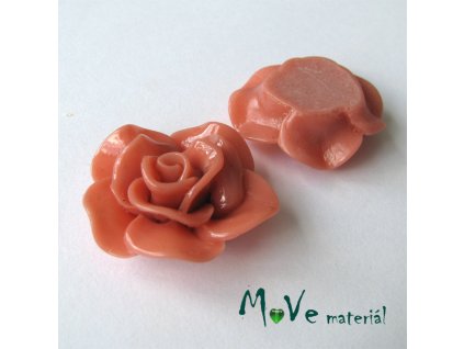 Kabošon květ lesklý B1 - resin - 1ks, starorůžová