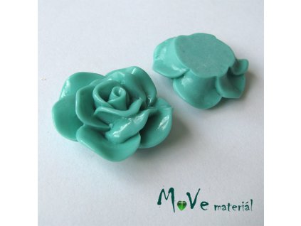 Kabošon květ lesklý B1 - resin - 1ks, brčálová