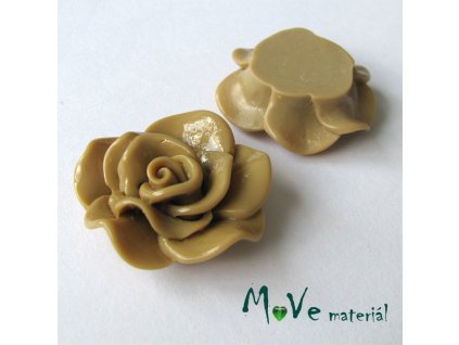 Kabošon květ lesklý B1 - resin - 1ks, béžová