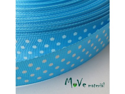 Stuha rypsová puntík 16mm 1m, tyrkysová