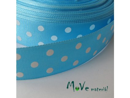 Stuha rypsová puntík 25mm 1m, tyrkysová