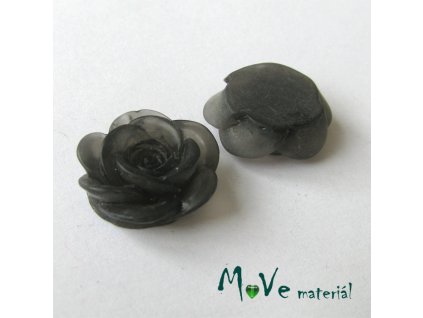 Kabošon květ transparentní A4 - resin - 2ks, černý
