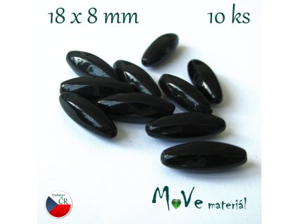 České hranaté olivky 18x8mm 10ks, černé
