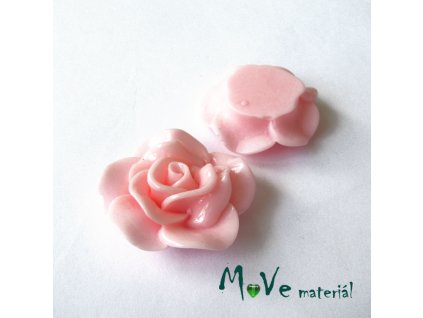 Kabošon květ lesklý B1 - resin - 1ks, sv. růžový