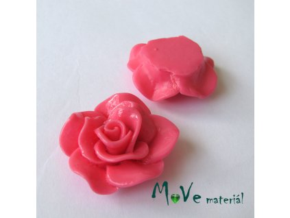 Kabošon květ lesklý B1 - resin - 1ks, tm. růžový