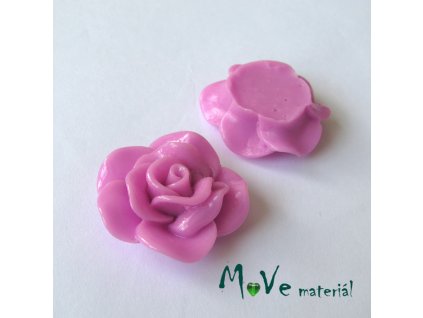 Kabošon květ lesklý B1 - resin - 1ks, růžovofialový