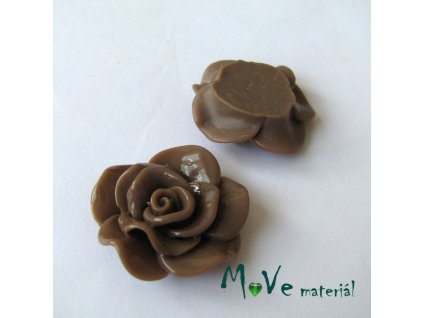 Kabošon květ lesklý B1 - resin - 1ks, hnědý